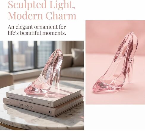 Acrylic High Heel Shoe, Crystal Clear Slipper Decoration, Princess Glass Ornament for Home, or Wedding Décor in Kuwait