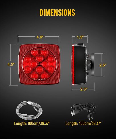 Partsam 2 قطعة مجموعة ضوء مقطورة LED مغناطيسية لاسلكية مربعة محمولة توقف الانعطاف مع قابس 7 دبابيس قابلة لإعادة الشحن 12-24 فولت للشاحنات والجرارات والجرارات in Kuwait