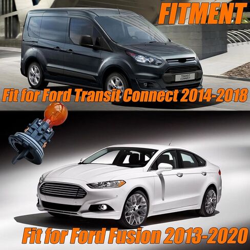 مصباح إشارة الانعطاف مع مقبس مناسب لسيارة Ford Fusion 2013-2020، مناسب لسيارة Ford Transit Connect 2014-2018، DS7Z-13466-A DT1Z-13K371-A مقبس لمبة إشارة الانعطاف، 12 فولت 24 وات in Kuwait