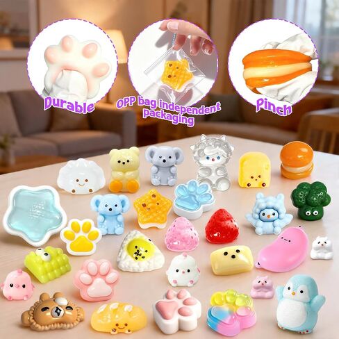 30Pcs Mini Taba Squishies Kit Fidget Toys, Include Mini Taba Squishies Pack with 24 Easter Cards, Kawaii Stress Relief Toys Squeeze Toys Party Favors for Kids 4-8 8-12, Classroom Birthday Easter Gifts in Kuwait