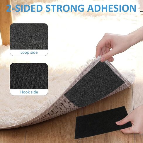 6 Pcs Velcro for Couch Cushions, Heavy Duty Strips with Strong Adhesive, Furniture Velcro Sheets to Prevent Sliding, Indoor Outdoor Use Instead of Holes and Screws Black in Kuwait