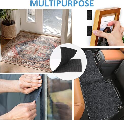 6 Pcs Velcro for Couch Cushions, Heavy Duty Strips with Strong Adhesive, Furniture Velcro Sheets to Prevent Sliding, Indoor Outdoor Use Instead of Holes and Screws Black in Kuwait