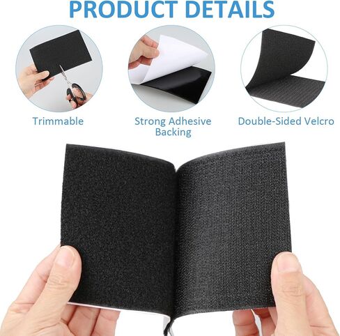 6 Pcs Velcro for Couch Cushions, Heavy Duty Strips with Strong Adhesive, Furniture Velcro Sheets to Prevent Sliding, Indoor Outdoor Use Instead of Holes and Screws Black in Kuwait