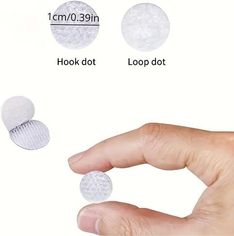 [Adhesive Dots] 400pcs (200 Pairs) White Nylon Self-Adhesive Hook and Loop Dots | 0.39 Inch Diameter, Magic Stickers for Classroom, Office, and Home Organization | Adhesive Dots, Dot Stickers in Kuwait