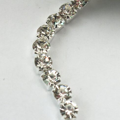 10 Yards 6mm Big Size Clear Rhinestone Silver Chain Sewing Costume Applique(Clear Crystal, 6mm) in Kuwait
