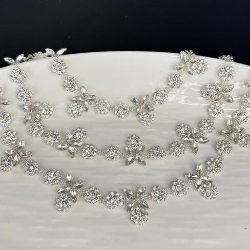 1Yard Rhinestone Fringe Chain，Crystal Wedding Bridal Costume Flower Chain ，Bridal Applique Beaded Trim for Party Decoration in Kuwait
