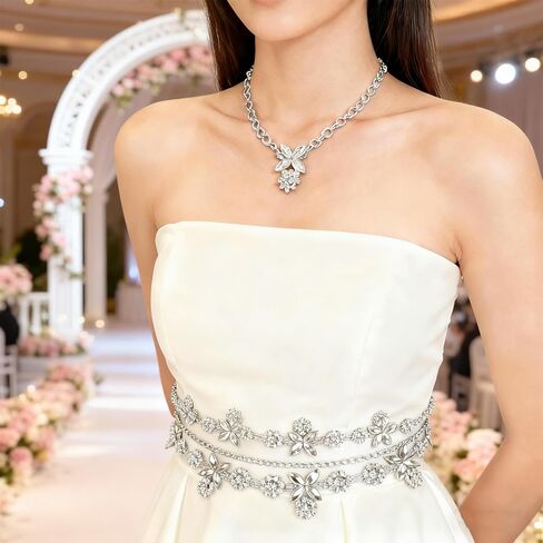 1Yard Rhinestone Fringe Chain，Crystal Wedding Bridal Costume Flower Chain ，Bridal Applique Beaded Trim for Party Decoration in Kuwait