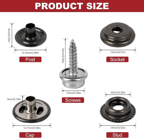 Heavy Duty Snap Fastener Kit, Snap Fastener Tool with 400 pcs 4 Color Button Snaps, Snap Repair Kit for Boat Covers, Canvas, Thick Fabric, Tarps and Metal, Snap Installation Tool Kit for Marine in Kuwait