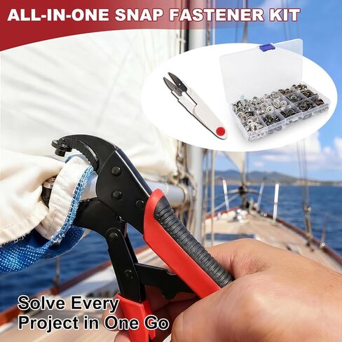 Heavy Duty Snap Fastener Kit, Snap Fastener Tool with 400 pcs 4 Color Button Snaps, Snap Repair Kit for Boat Covers, Canvas, Thick Fabric, Tarps and Metal, Snap Installation Tool Kit for Marine in Kuwait