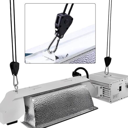 18 Pack Rope Clip Hanger 1/8 Inch 6.6 FT Adjustable Lifting Pulley Lanyard Hanger with M5 Iron Galvanized Carabiner, Reinforced Metal Internal Gears Ratchets 150lbs Capacity, Black in Kuwait