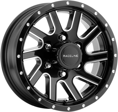 Raceline Wheels Aluminum Trailer Wheels 820 TWISTED Gloss Black Machined, 15X6" 6X139.7 Bolt Pattern 0mm Offset/(3.5"B/S), 10 Spoke Twist Design, Utility, Boat Trailer Automotive Wheels in Kuwait