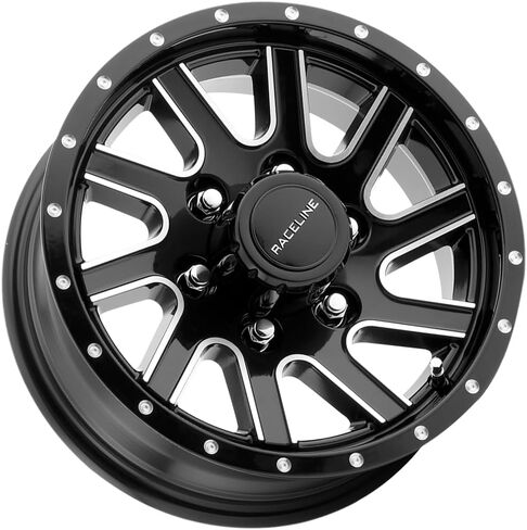 Raceline Wheels Aluminum Trailer Wheels 820 TWISTED Gloss Black Machined, 15X6" 6X139.7 Bolt Pattern 0mm Offset/(3.5"B/S), 10 Spoke Twist Design, Utility, Boat Trailer Automotive Wheels in Kuwait
