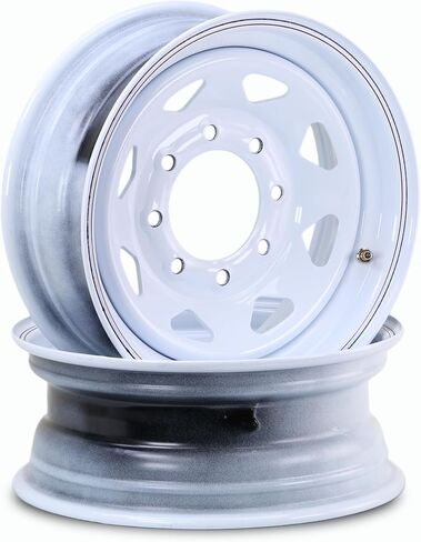 LIBRA 16 x 6 Heavy Duty 4400lbs Trailer Wheels 8 Lug on 6.5" Bolt Pattern White Spoke, Set 2-17059 in Kuwait