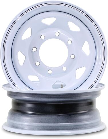 LIBRA 16 x 6 Heavy Duty 4400lbs Trailer Wheels 8 Lug on 6.5" Bolt Pattern White Spoke, Set 2-17059 in Kuwait