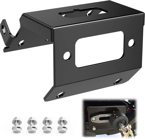 Winch Mount Plate, Winch Mounting Bracket for Honda Rancher/Foreman/Rubicon, 2 Mounting Hole Design, Powder Coated Steel, Black in Kuwait
