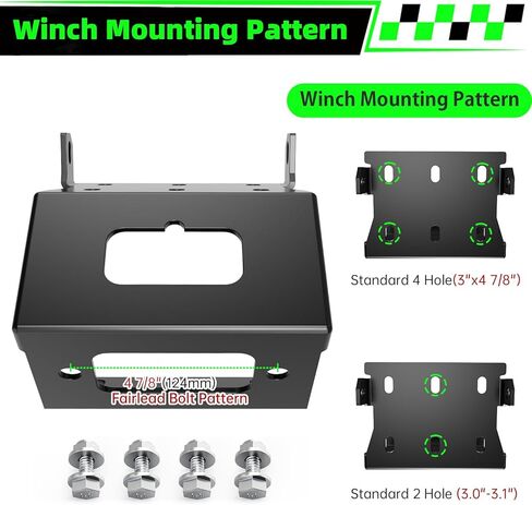 Winch Mount Plate, Winch Mounting Bracket for Honda Rancher/Foreman/Rubicon, 2 Mounting Hole Design, Powder Coated Steel, Black in Kuwait