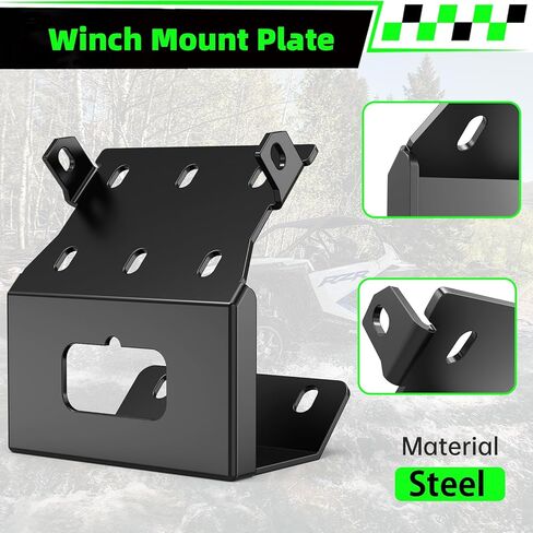 Winch Mount Plate, Winch Mounting Bracket for Honda Rancher/Foreman/Rubicon, 2 Mounting Hole Design, Powder Coated Steel, Black in Kuwait
