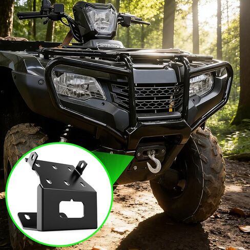 Winch Mount Plate, Winch Mounting Bracket for Honda Rancher/Foreman/Rubicon, 2 Mounting Hole Design, Powder Coated Steel, Black in Kuwait