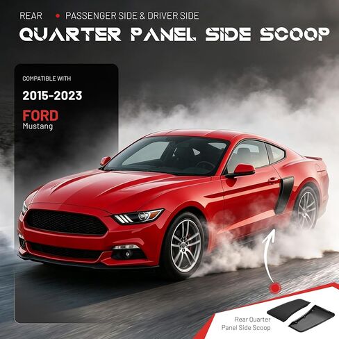 Rear Quarter Panel Side Scoop Compatible with 2015-2023 Ford Mustang All Model Rear Fender Penal Flare Side Scoops Vents Performance Primer Matte Black Plastic in Kuwait