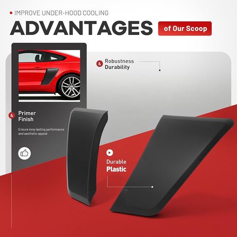 Rear Quarter Panel Side Scoop Compatible with 2015-2023 Ford Mustang All Model Rear Fender Penal Flare Side Scoops Vents Performance Primer Matte Black Plastic in Kuwait