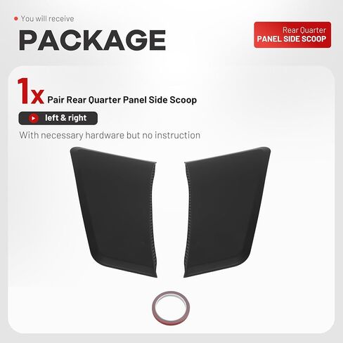 Rear Quarter Panel Side Scoop Compatible with 2015-2023 Ford Mustang All Model Rear Fender Penal Flare Side Scoops Vents Performance Primer Matte Black Plastic in Kuwait