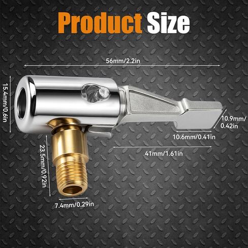 2 قطعة من Styquenzer قفل محول خرطوم نفخ الإطارات على قفل ظرف الهواء، محول خرطوم نفخ الإطارات النحاسية، لا يوجد تسرب للإطارات، فوهة تضخيم مع أداة توصيل خيط صمام الإطارات القياسية in Kuwait