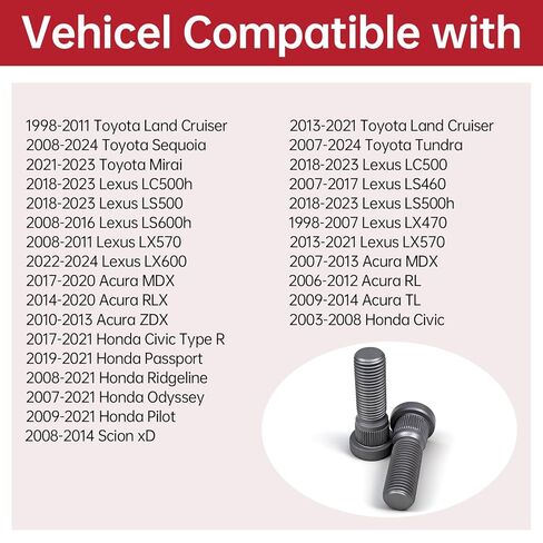 5 Pack M14x1.5 Wheel Lug Studs 610-527 Compatible with Toyota Land Cruiser Tundra Lexus LX470 Odyssey Pilot Passport Civic Acura MDX RL TL TLX Replace 90113-SHJ-A01 in Kuwait