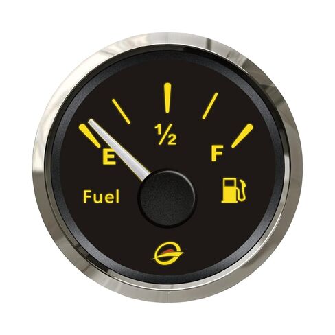 52mm 2" 0-190 ohm Fuel Gauge for Boat 12V/24V Analog Signal Fuel Level E-1/2-F Range Display with Red or Yellow LED Backlight for RV, Marine, Truck, Waterproof Stainless Steel Frame in Kuwait