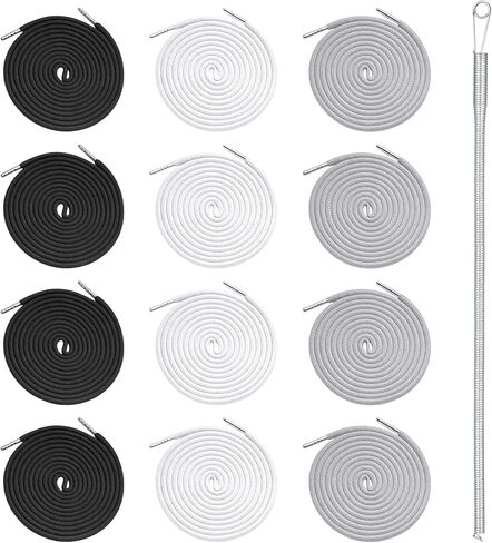 13pcs Replacement Drawstring with Easy Threader Tool, 72 Inches 3XL Drawstring Cord Kit, Reliable Drawstrings for Sweatpants Round Hoodie Strings Draw String Replacement for Pants(Gray, Black, White) in Kuwait