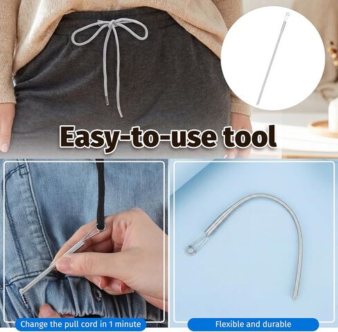 13pcs Replacement Drawstring with Easy Threader Tool, 72 Inches 3XL Drawstring Cord Kit, Reliable Drawstrings for Sweatpants Round Hoodie Strings Draw String Replacement for Pants(Gray, Black, White) in Kuwait