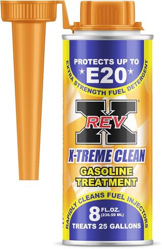 إضافات وقود البنزين REV X Xtreme Clean (عبوة من قطعتين) - نظام الوقود ومنظف الحاقن بقوة إضافية - 8 أونصة سائلة. أوقية. (يعالج 50 جالونًا) in Kuwait