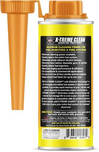 إضافات وقود البنزين REV X Xtreme Clean (عبوة من قطعتين) - نظام الوقود ومنظف الحاقن بقوة إضافية - 8 أونصة سائلة. أوقية. (يعالج 50 جالونًا) in Kuwait