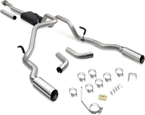 DNA Motoring CBE-UR-002 Dual Exhaust Side Exit/Rear Exit Cat-Back Compatible with 2009-2014 F-150 4.6L 5.0L 5.4L,3" OD Inlet / 2.5" OD Outlet in Kuwait