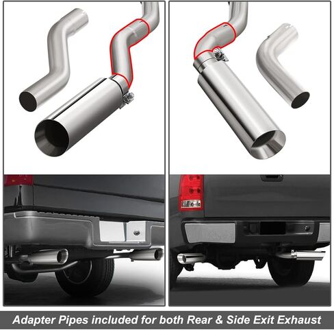DNA Motoring CBE-UR-002 Dual Exhaust Side Exit/Rear Exit Cat-Back Compatible with 2009-2014 F-150 4.6L 5.0L 5.4L,3" OD Inlet / 2.5" OD Outlet in Kuwait