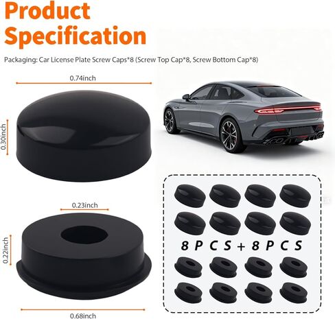 8PCS Car License Plate Screw Caps,Durable Car License Plate Screw Caps for Keeping Cars Licenses Plates Screws,Practical Cars Licenses Plates Frame Screws Cap in Kuwait