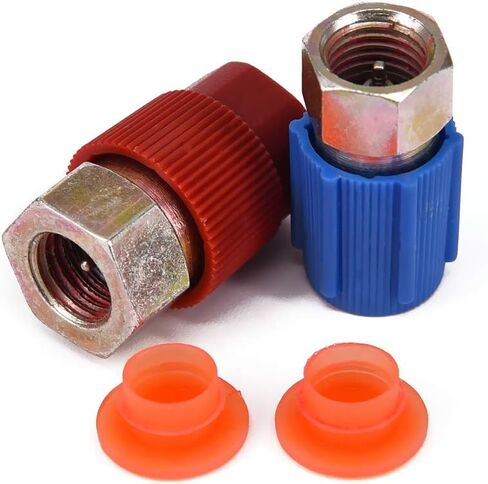 1 4 AC R-12 to R-134a Retrofit Valve Quick Change Conversion Adapter High Low Fitting A C System Caps Kit with Removable Schrader Valves Car Accessory in Kuwait