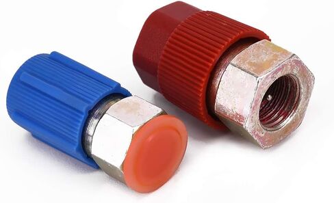 1 4 AC R-12 to R-134a Retrofit Valve Quick Change Conversion Adapter High Low Fitting A C System Caps Kit with Removable Schrader Valves Car Accessory in Kuwait