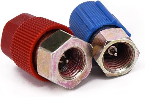 1 4 AC R-12 to R-134a Retrofit Valve Quick Change Conversion Adapter High Low Fitting A C System Caps Kit with Removable Schrader Valves Car Accessory in Kuwait