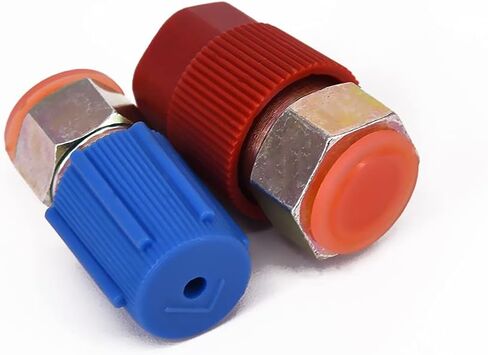 1 4 AC R-12 to R-134a Retrofit Valve Quick Change Conversion Adapter High Low Fitting A C System Caps Kit with Removable Schrader Valves Car Accessory in Kuwait