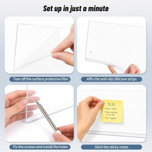Monitor Sticky Note Holder,Acrylic Portable Monitor Memo Board with Glue-Free Design for Office Computer Desk Accessories Decor Workspace Organizers,Space-Saving Under Laptop in Kuwait