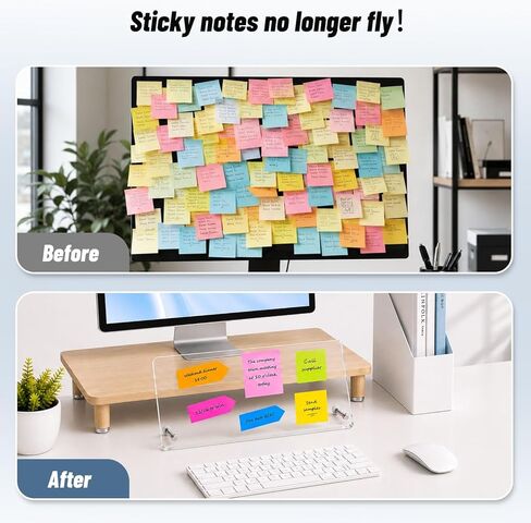 Monitor Sticky Note Holder,Acrylic Portable Monitor Memo Board with Glue-Free Design for Office Computer Desk Accessories Decor Workspace Organizers,Space-Saving Under Laptop in Kuwait
