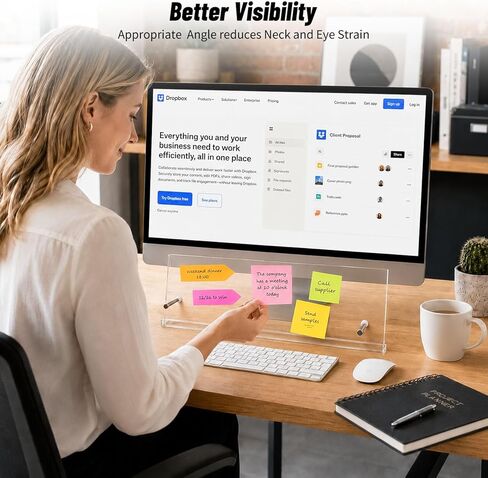 Monitor Sticky Note Holder,Acrylic Portable Monitor Memo Board with Glue-Free Design for Office Computer Desk Accessories Decor Workspace Organizers,Space-Saving Under Laptop in Kuwait