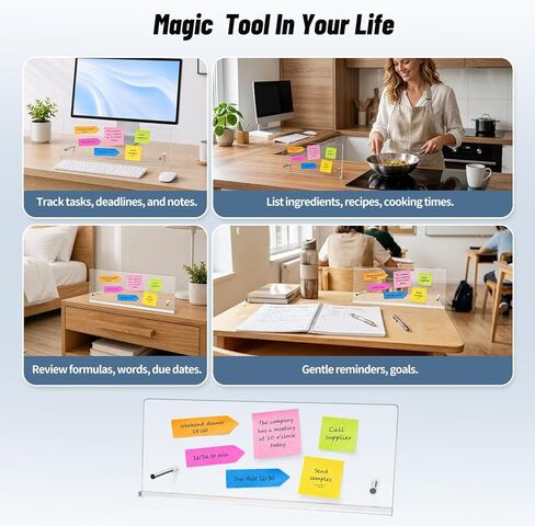 Monitor Sticky Note Holder,Acrylic Portable Monitor Memo Board with Glue-Free Design for Office Computer Desk Accessories Decor Workspace Organizers,Space-Saving Under Laptop in Kuwait