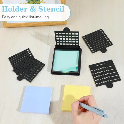 استنسل وحامل ملاحظات لاصقة، استنسل ملاحظات لاصقة بتصميم الكل في واحد مع حامل و6 قوالب لتدوين الملاحظات المنظمة في المكتب والمدرسة والمنزل in Kuwait