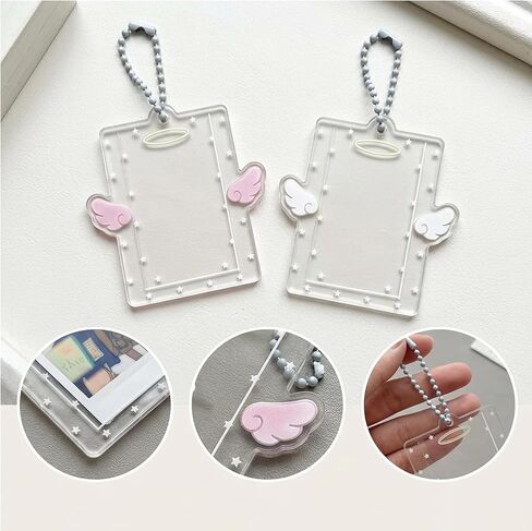 2 Pcs Photocard Holder, Photocard Holder Keychain, Photocard with Pink and White Colors, Compact Design for Easy Organization and Portability, Great Gift for Collectors in Kuwait