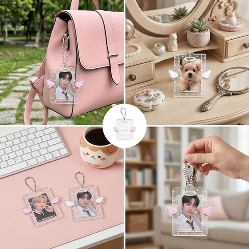 2 Pcs Photocard Holder, Photocard Holder Keychain, Photocard with Pink and White Colors, Compact Design for Easy Organization and Portability, Great Gift for Collectors in Kuwait