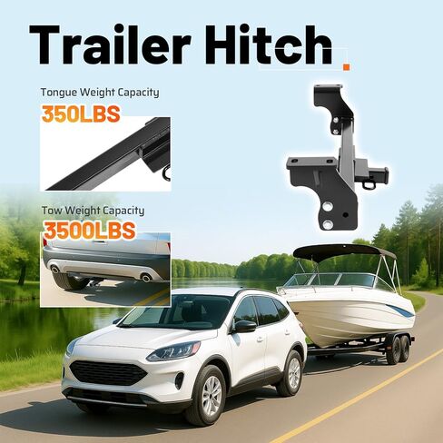 Class 2 Trailer Hitch, 1.25 Inch Square Receiver Compatible with 2020-2025 Ford Escape Except PHEV/Plug-in-Hybrids Tow Hitch in Kuwait