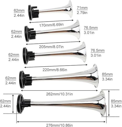 125db 12V 5 Red Super Loud Car Trumpet Air Horn Musical Air Horn Hazzard with Air Compressor Compatible with Car Truck Boats in Kuwait