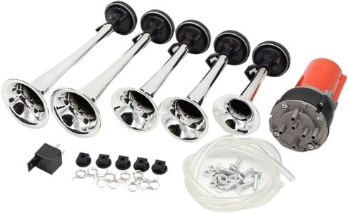 12V 130DB 20A 5-Trumpet Musical Air Horn With Compressor Kit Compatible With Car in Kuwait