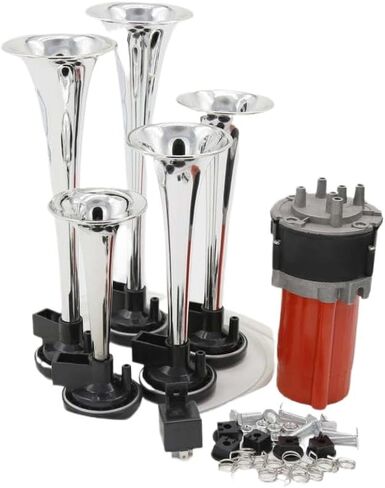 12V 130DB 20A 5-Trumpet Musical Air Horn With Compressor Kit Compatible With Car in Kuwait